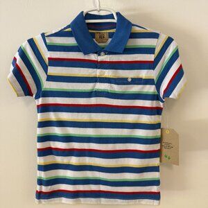 Maximum Rex Blue, Red, Green, & Yellow & White Striped Short Sleeve Polo Shirt
